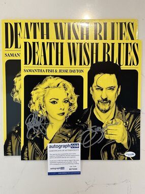 SAMANTHA FISH & JESSE DAYTON SIGNED AUTOGRAPH SMOKE VINYL ACOA DEATH WISH BLUES